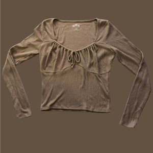 Brown ribbed crop top